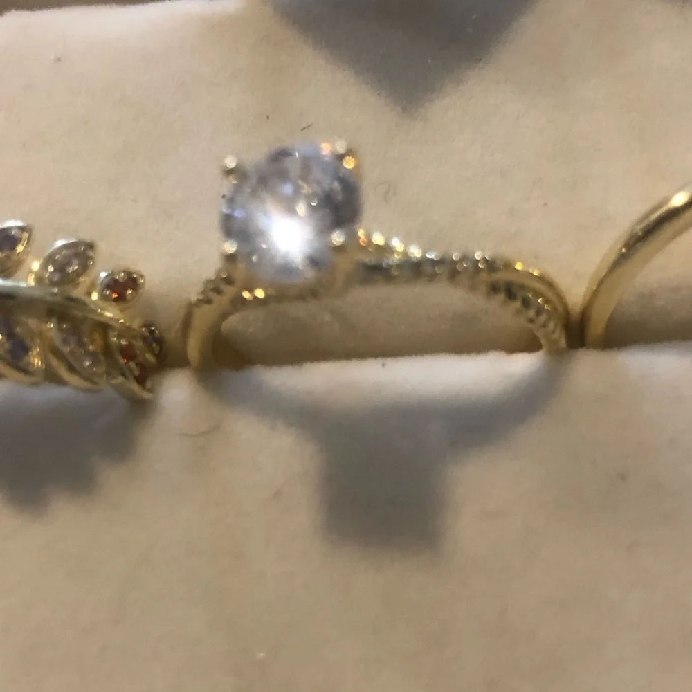 Gold-tone Round Brilliant CZ Gemstone